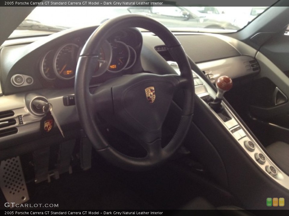 Dark Grey Natural Leather Interior Steering Wheel for the 2005 Porsche Carrera GT  #65833149
