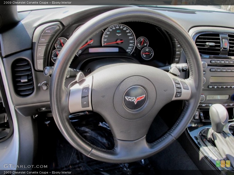 Ebony Interior Steering Wheel for the 2009 Chevrolet Corvette Coupe #65858073