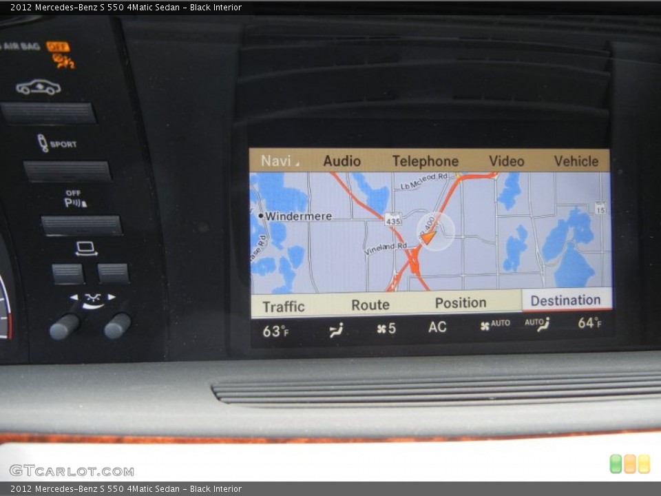 Black Interior Navigation for the 2012 Mercedes-Benz S 550 4Matic Sedan #65866506