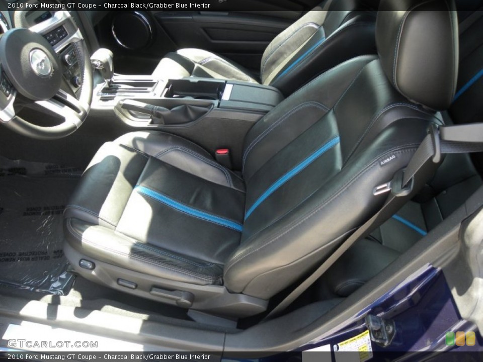 Charcoal Black/Grabber Blue Interior Photo for the 2010 Ford Mustang GT Coupe #65890407