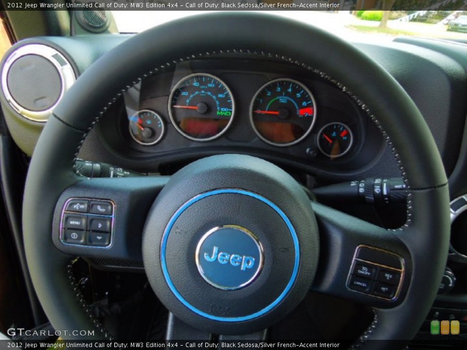 Call of Duty: Black Sedosa/Silver French-Accent Interior Steering Wheel for the 2012 Jeep Wrangler Unlimited Call of Duty: MW3 Edition 4x4 #65891721
