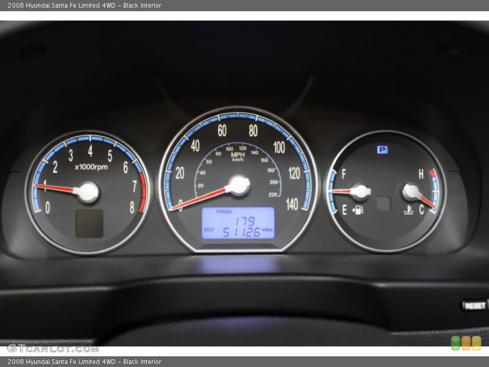 Black Interior Gauges for the 2008 Hyundai Santa Fe Limited 4WD #65907760