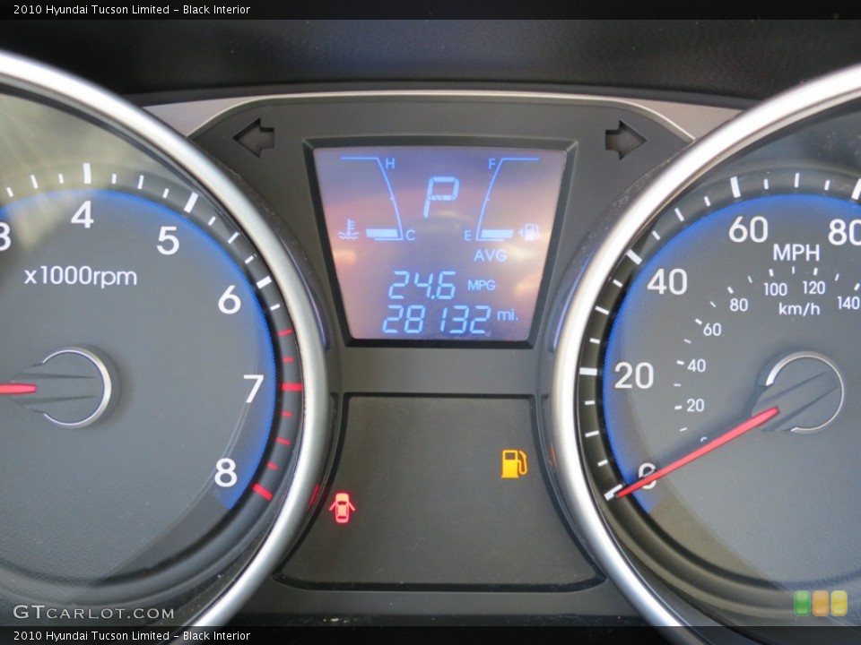 Black Interior Gauges for the 2010 Hyundai Tucson Limited #65910716