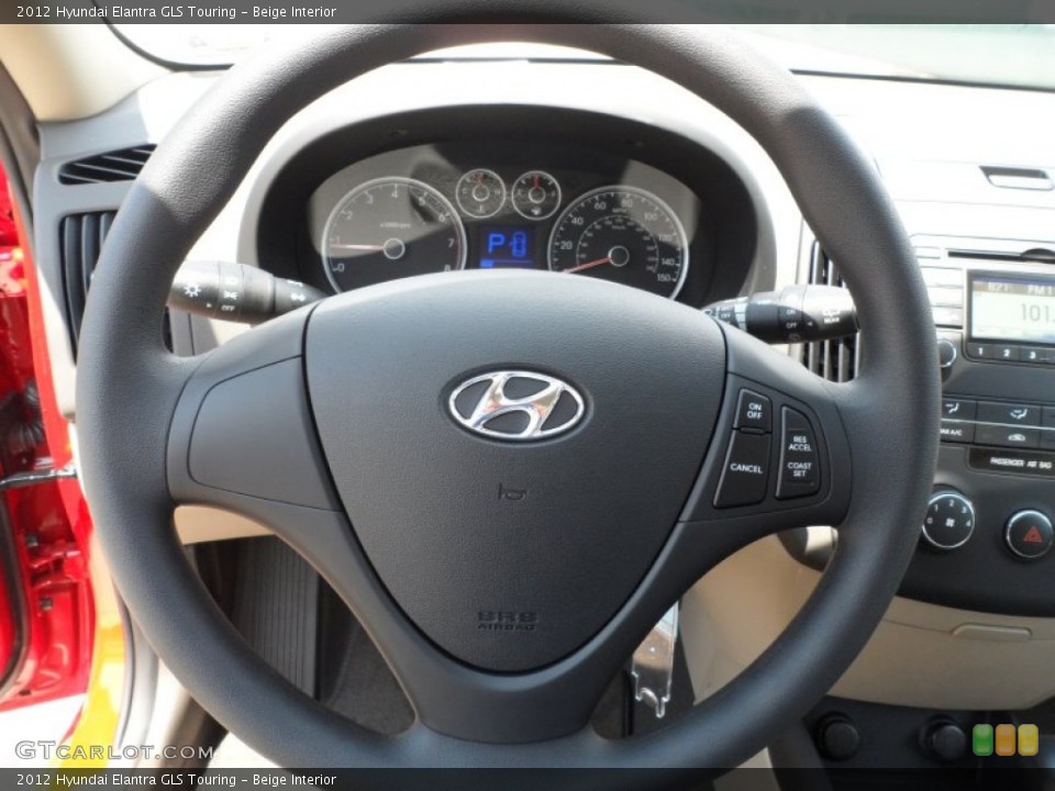 Beige Interior Steering Wheel for the 2012 Hyundai Elantra GLS Touring #65963666