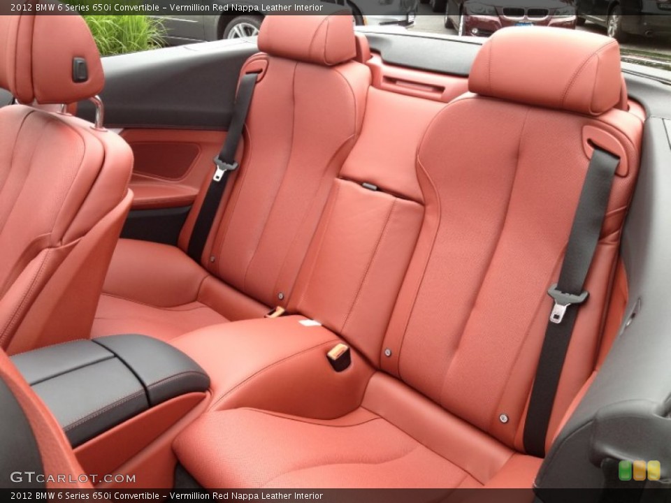 Vermillion Red Nappa Leather Interior Rear Seat for the 2012 BMW 6 Series 650i Convertible #65980494