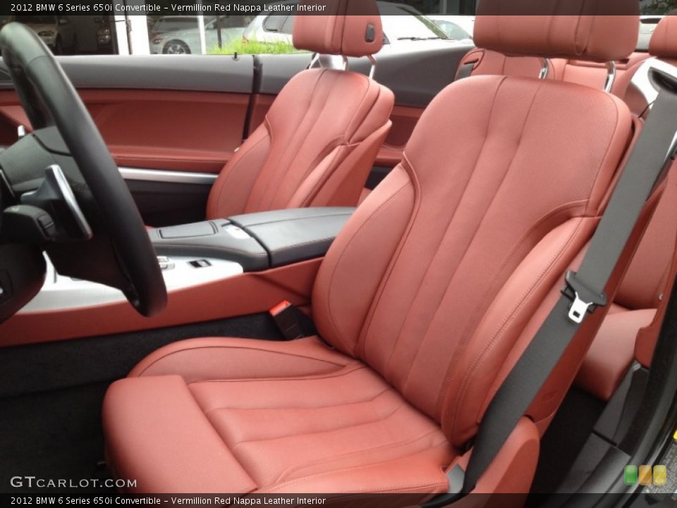 Vermillion Red Nappa Leather Interior Front Seat for the 2012 BMW 6 Series 650i Convertible #65980521