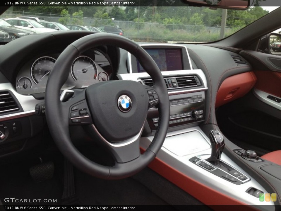 Vermillion Red Nappa Leather Interior Dashboard for the 2012 BMW 6 Series 650i Convertible #65980530