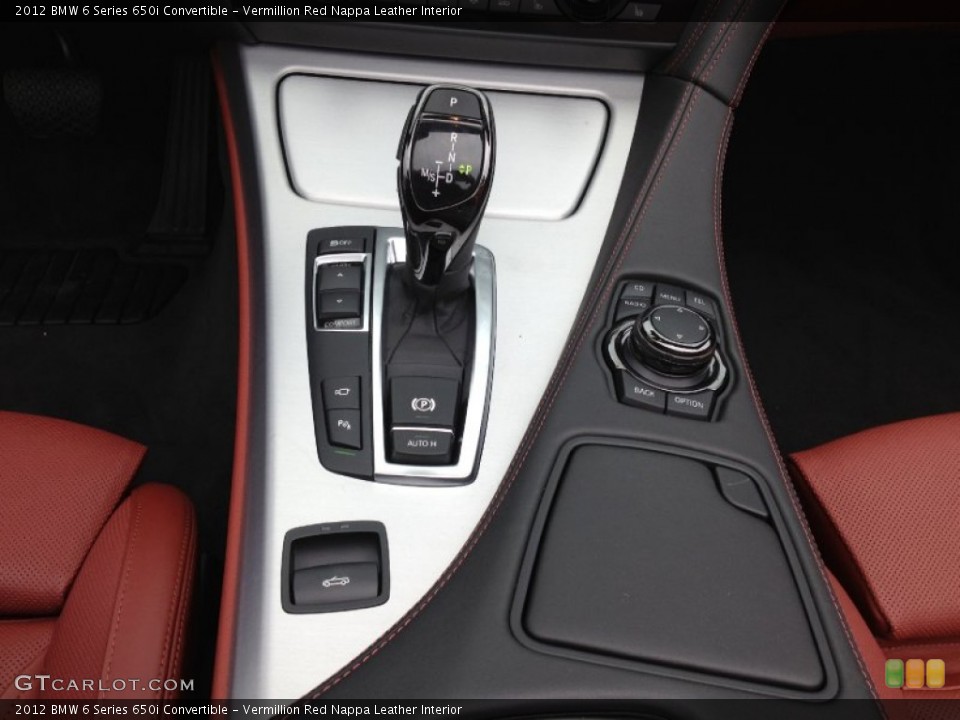 Vermillion Red Nappa Leather Interior Transmission for the 2012 BMW 6 Series 650i Convertible #65980548