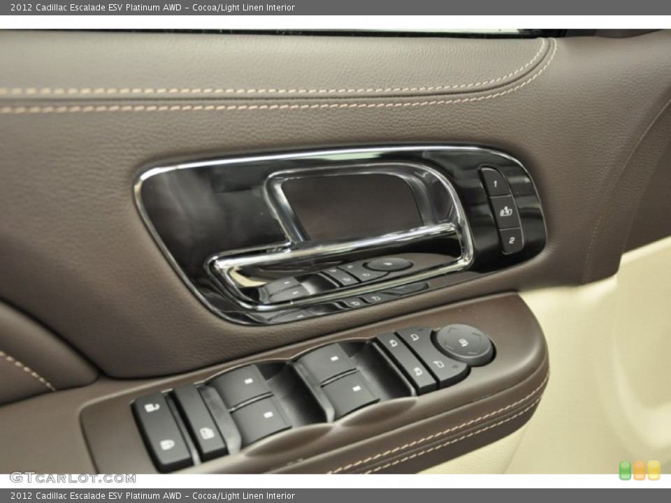 Cocoa/Light Linen Interior Controls for the 2012 Cadillac Escalade ESV Platinum AWD #65995008