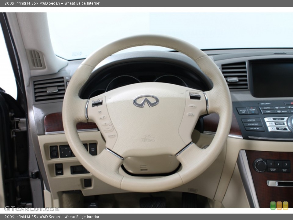 Wheat Beige Interior Steering Wheel for the 2009 Infiniti M 35x AWD Sedan #66006924