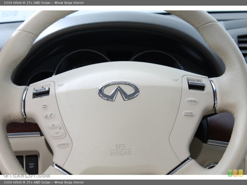 Wheat Beige Interior Steering Wheel for the 2009 Infiniti M 35x AWD Sedan #66006930