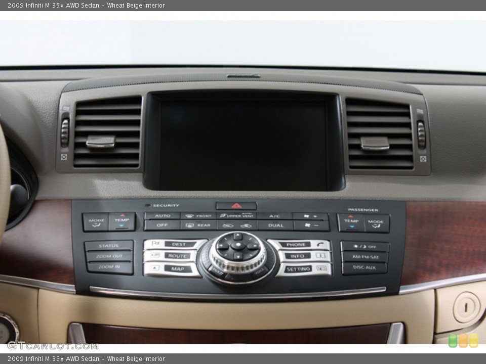 Wheat Beige Interior Controls for the 2009 Infiniti M 35x AWD Sedan #66006951