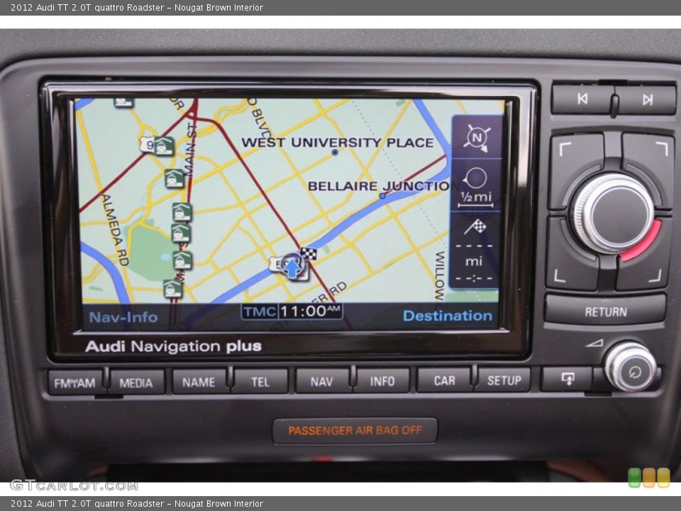 Nougat Brown Interior Navigation for the 2012 Audi TT 2.0T quattro Roadster #66014625