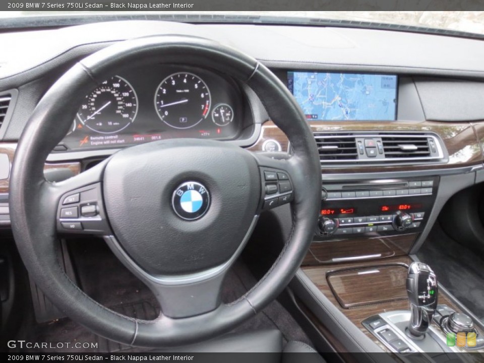Black Nappa Leather Interior Steering Wheel for the 2009 BMW 7 Series 750Li Sedan #66038547