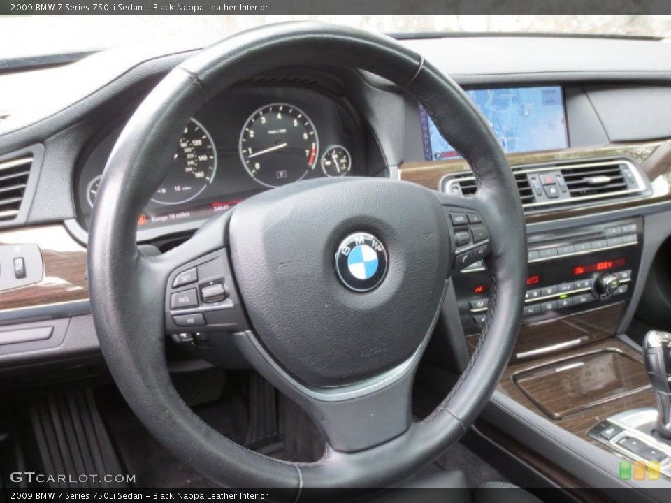 Black Nappa Leather Interior Steering Wheel for the 2009 BMW 7 Series 750Li Sedan #66038964