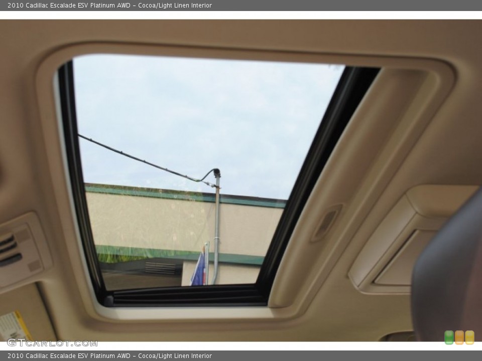 Cocoa/Light Linen Interior Sunroof for the 2010 Cadillac Escalade ESV Platinum AWD #66056012