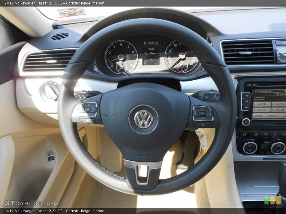 Cornsilk Beige Interior Steering Wheel for the 2012 Volkswagen Passat 2.5L SE #66094458