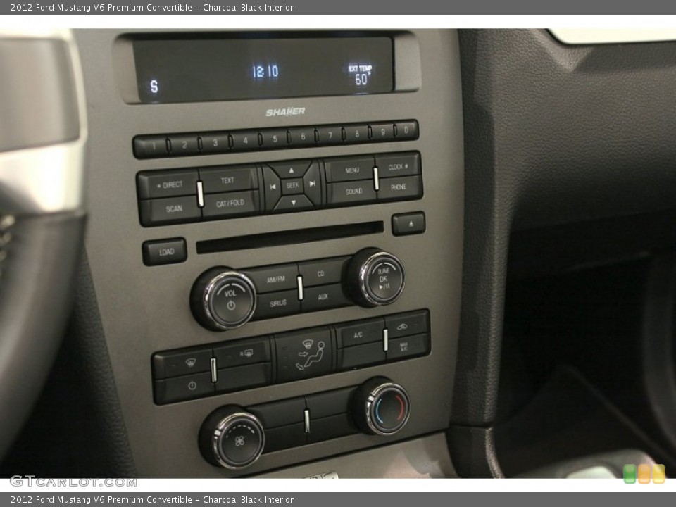 Charcoal Black Interior Controls for the 2012 Ford Mustang V6 Premium Convertible #66123665