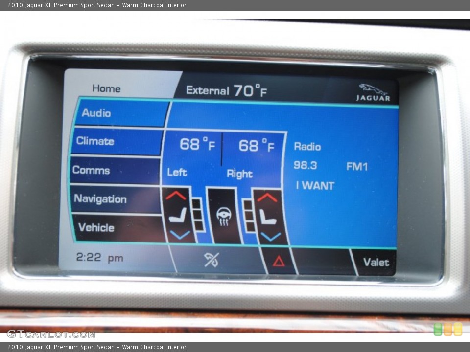 Warm Charcoal Interior Controls for the 2010 Jaguar XF Premium Sport Sedan #66144074