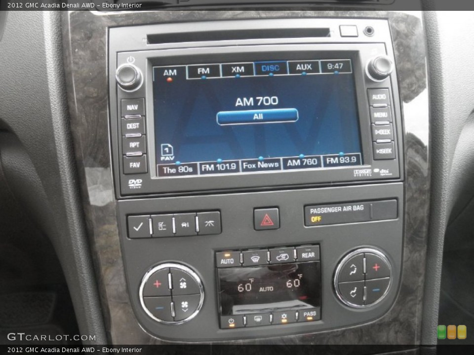 Ebony Interior Controls for the 2012 GMC Acadia Denali AWD #66168761