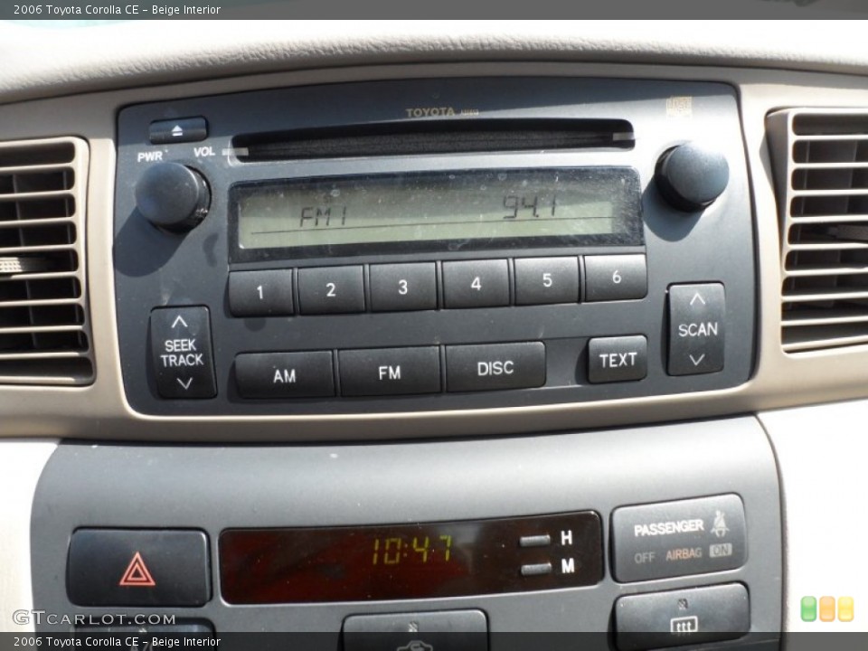 Beige Interior Audio System for the 2006 Toyota Corolla CE #66169635