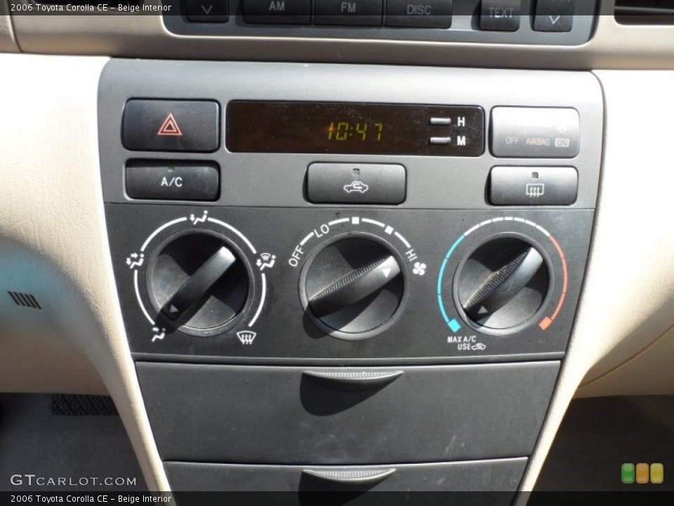 Beige Interior Controls for the 2006 Toyota Corolla CE #66169643