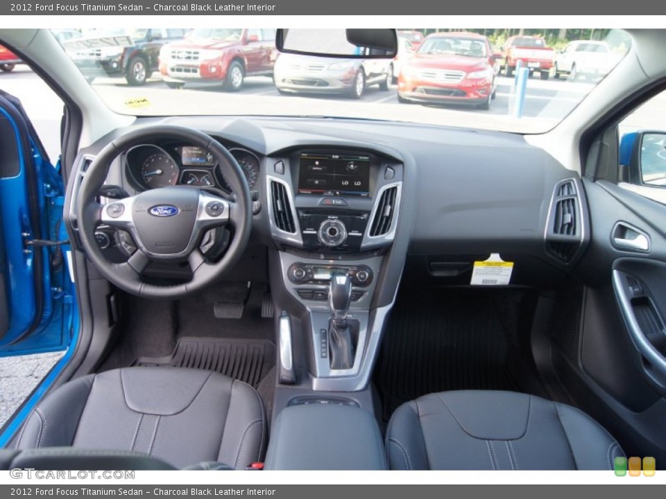 Charcoal Black Leather Interior Dashboard for the 2012 Ford Focus Titanium Sedan #66199279