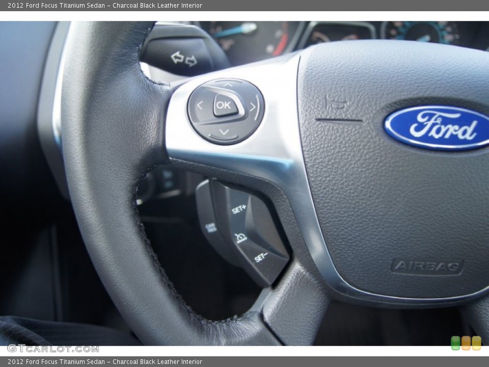 Charcoal Black Leather Interior Controls for the 2012 Ford Focus Titanium Sedan #66199294