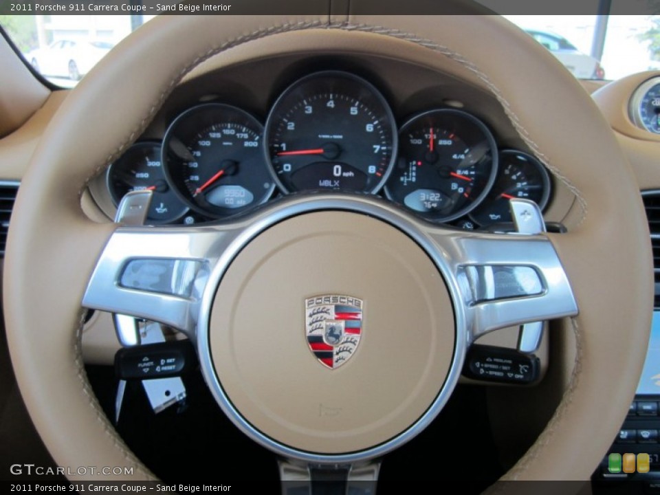 Sand Beige Interior Steering Wheel for the 2011 Porsche 911 Carrera Coupe #66218503