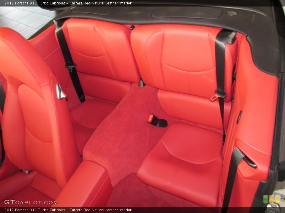 Carrera Red Natural Leather Interior Rear Seat for the 2012 Porsche 911 Turbo Cabriolet #66236912