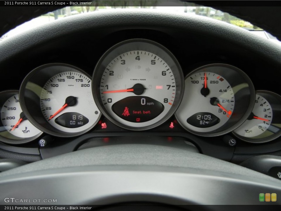 Black Interior Gauges for the 2011 Porsche 911 Carrera S Coupe #66237701