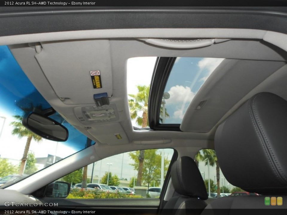 Ebony Interior Sunroof for the 2012 Acura RL SH-AWD Technology #66245761