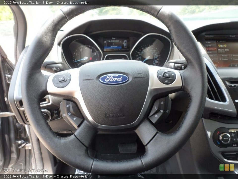 Charcoal Black Interior Steering Wheel for the 2012 Ford Focus Titanium 5-Door #66249080