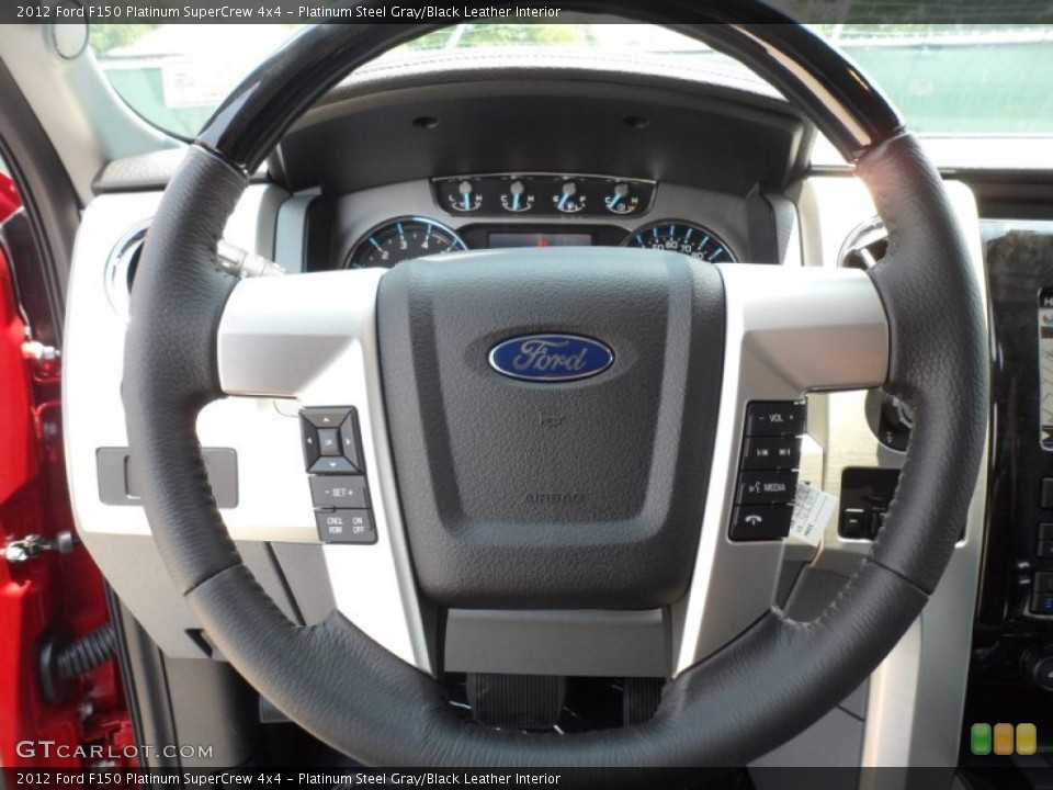 Platinum Steel Gray/Black Leather Interior Steering Wheel for the 2012 Ford F150 Platinum SuperCrew 4x4 #66250880