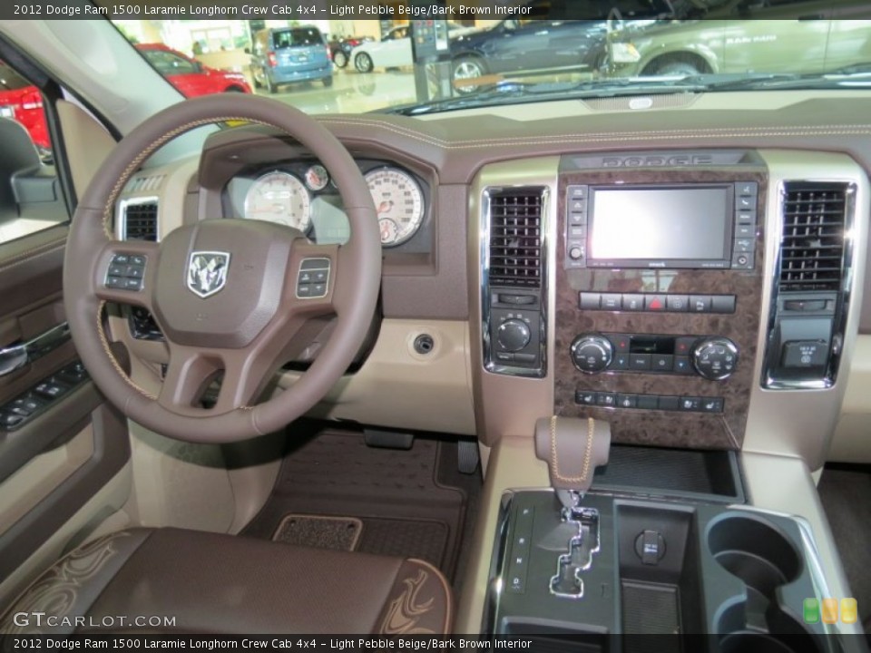 Light Pebble Beige/Bark Brown Interior Dashboard for the 2012 Dodge Ram 1500 Laramie Longhorn Crew Cab 4x4 #66267738