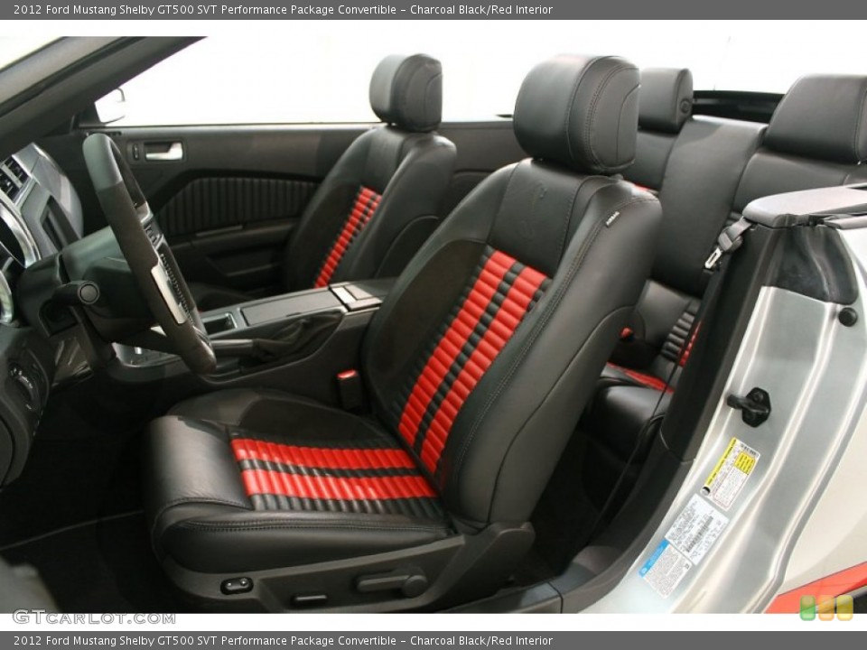 Charcoal Black/Red Interior Front Seat for the 2012 Ford Mustang Shelby GT500 SVT Performance Package Convertible #66270832