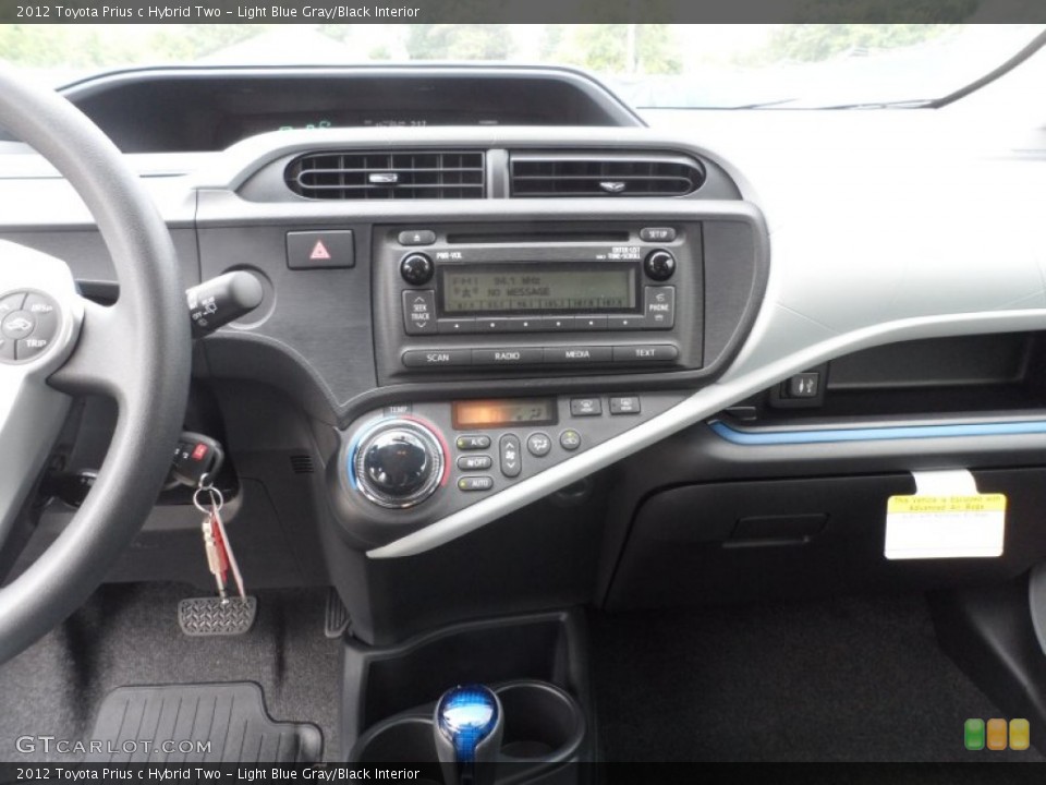 Light Blue Gray/Black Interior Controls for the 2012 Toyota Prius c Hybrid Two #66279861