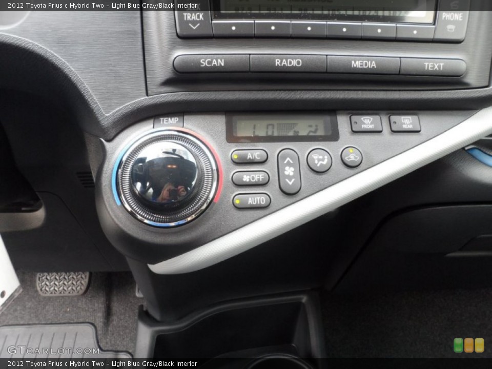 Light Blue Gray/Black Interior Controls for the 2012 Toyota Prius c Hybrid Two #66279878