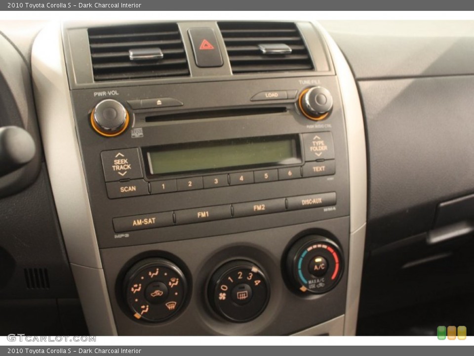 Dark Charcoal Interior Controls for the 2010 Toyota Corolla S #66280608