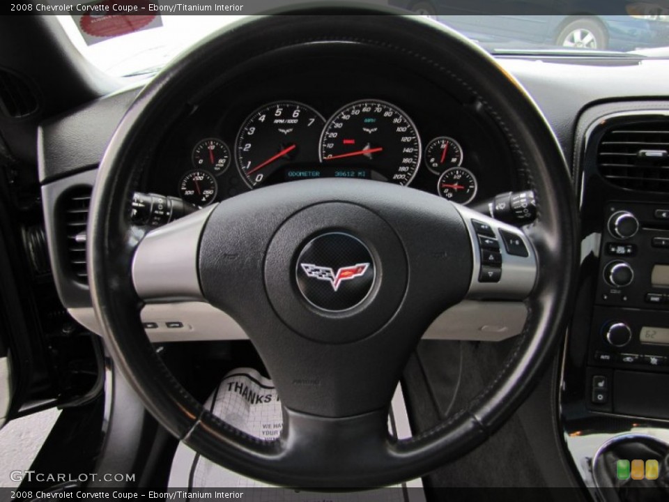 Ebony/Titanium Interior Steering Wheel for the 2008 Chevrolet Corvette Coupe #66291640