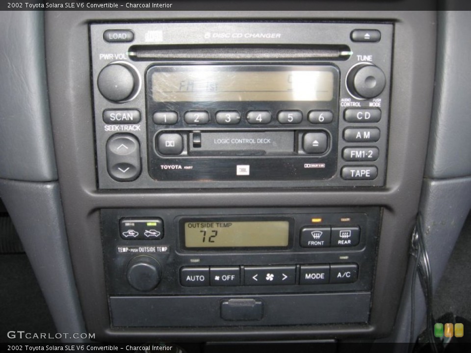 Charcoal Interior Controls for the 2002 Toyota Solara SLE V6 Convertible #66302519