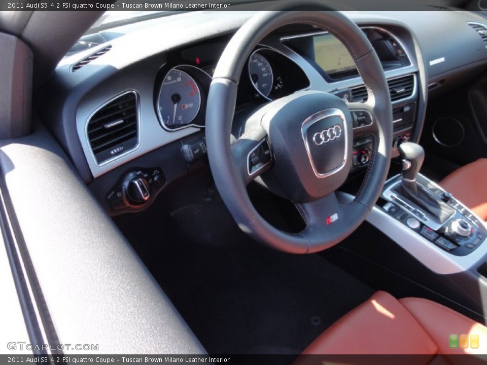 Tuscan Brown Milano Leather Interior Steering Wheel for the 2011 Audi S5 4.2 FSI quattro Coupe #66321462