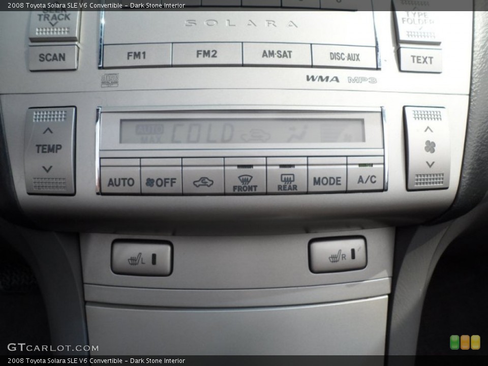 Dark Stone Interior Controls for the 2008 Toyota Solara SLE V6 Convertible #66336549