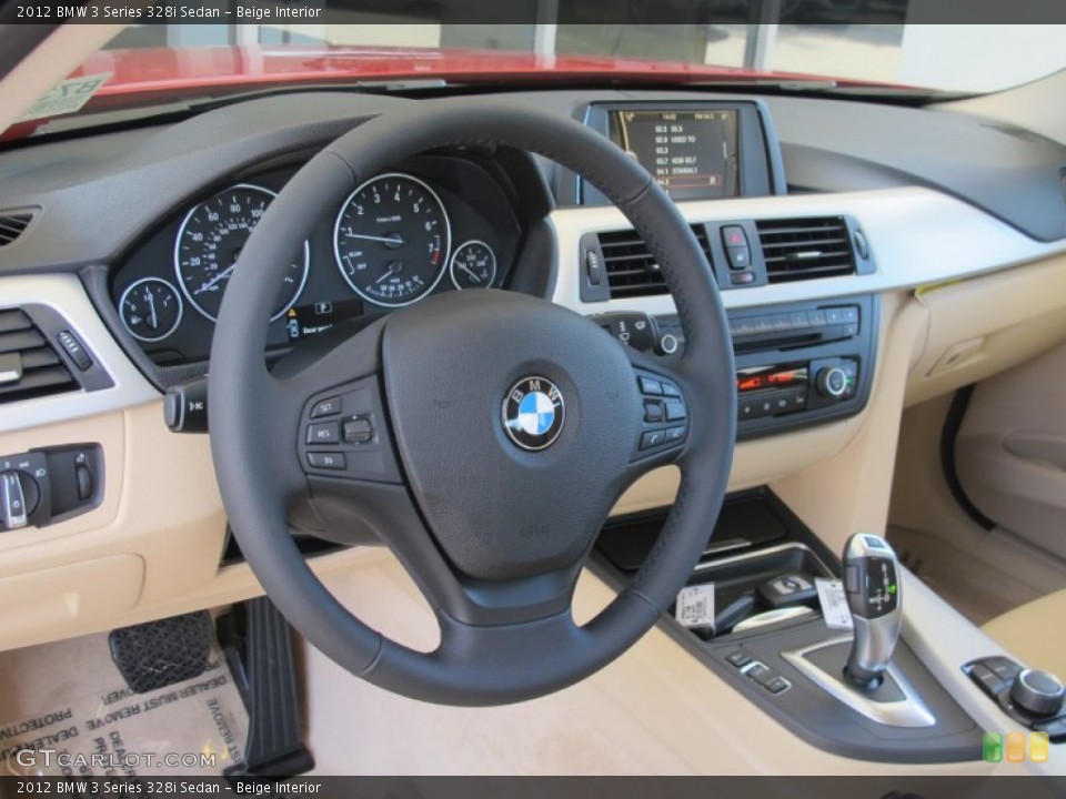 Beige Interior Steering Wheel for the 2012 BMW 3 Series 328i Sedan #66338444