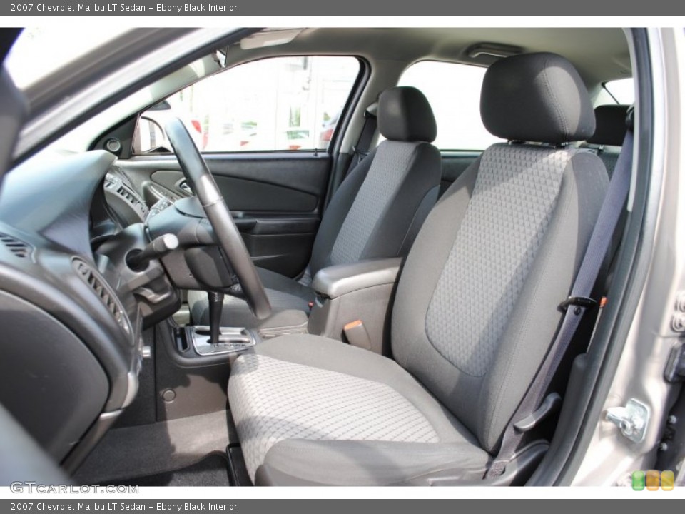 Ebony Black Interior Front Seat for the 2007 Chevrolet Malibu LT Sedan #66342181