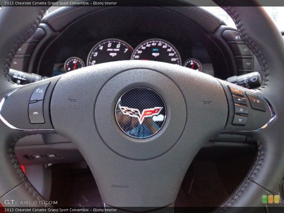 Ebony Interior Steering Wheel for the 2013 Chevrolet Corvette Grand Sport Convertible #66354761