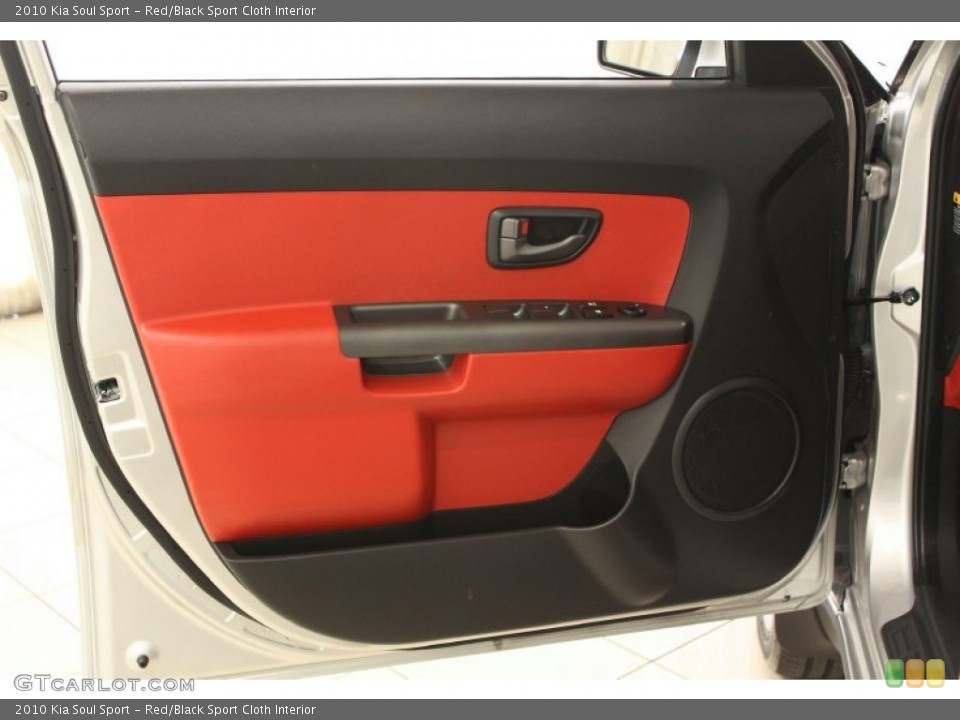 Red/Black Sport Cloth Interior Door Panel for the 2010 Kia Soul Sport #66386824