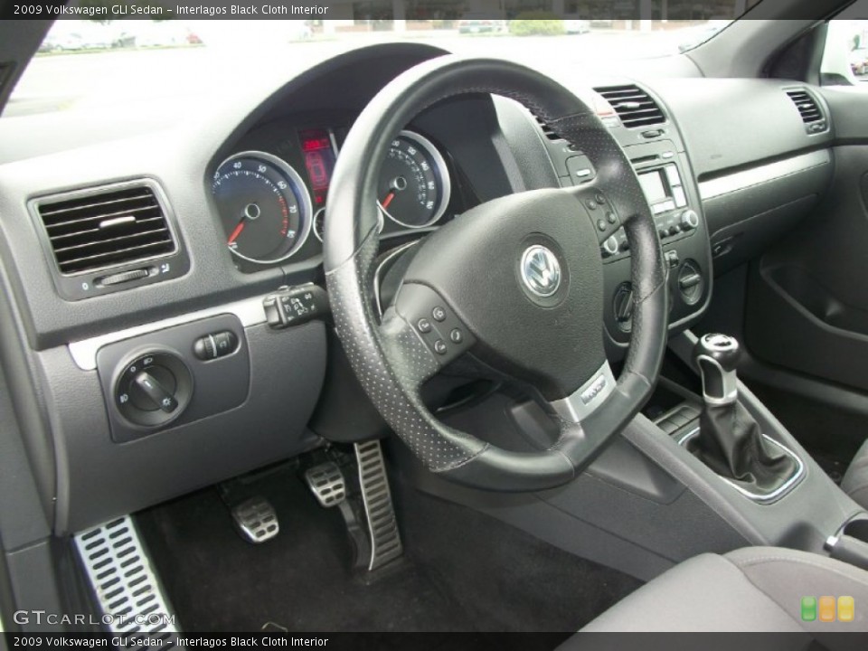 Interlagos Black Cloth Interior Steering Wheel for the 2009 Volkswagen GLI Sedan #66427081