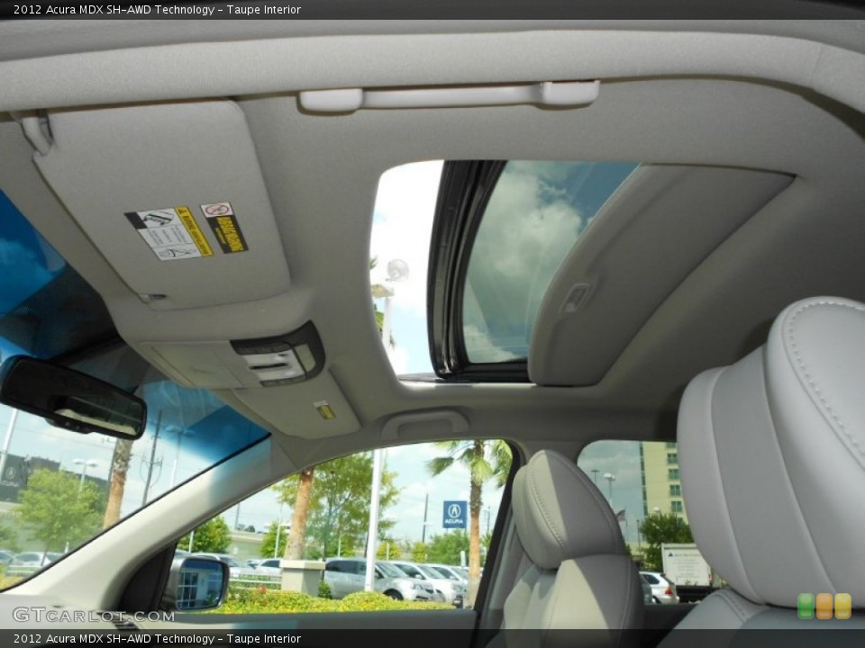Taupe Interior Sunroof for the 2012 Acura MDX SH-AWD Technology #66449304