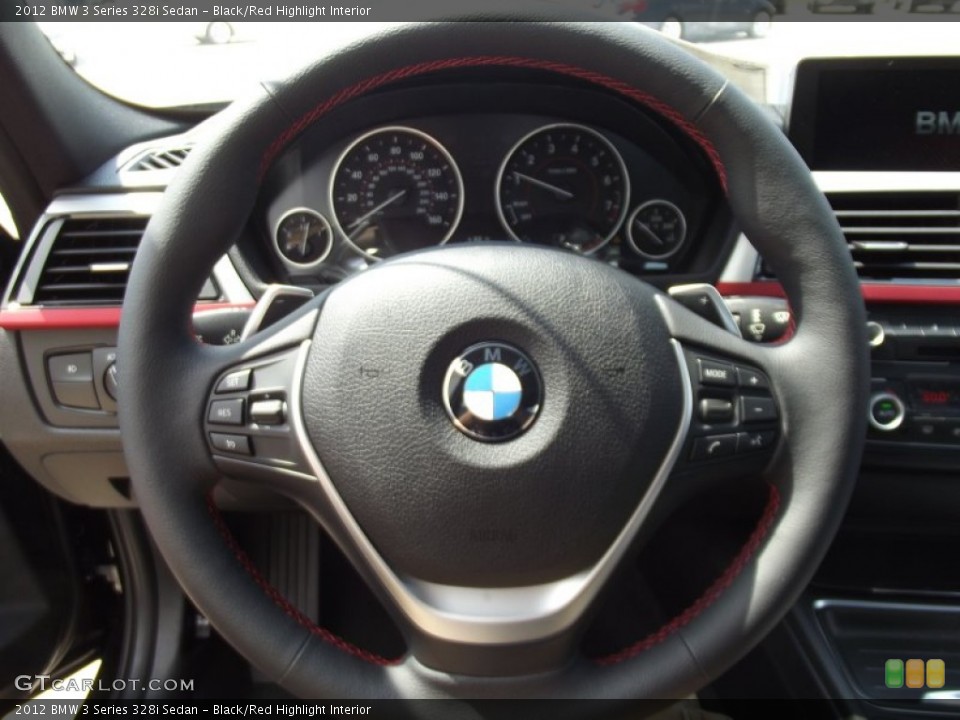 Black/Red Highlight Interior Steering Wheel for the 2012 BMW 3 Series 328i Sedan #66483663